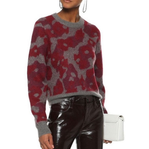 Rag & Bone Leopard Print Crewneck Sweater Size Small Mohair Alpaca Silk Blend - Picture 6 of 7